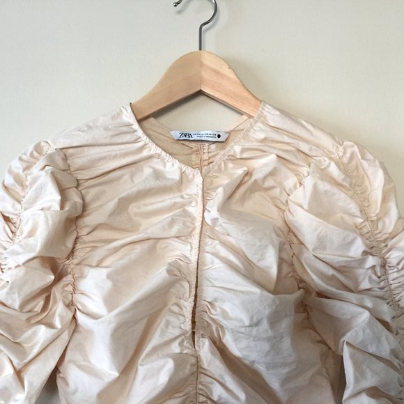 ZARA Cotton Poplin Ruched Blouse, Summer Blouse For Women, Excellent Condition - Picture 7 of 10